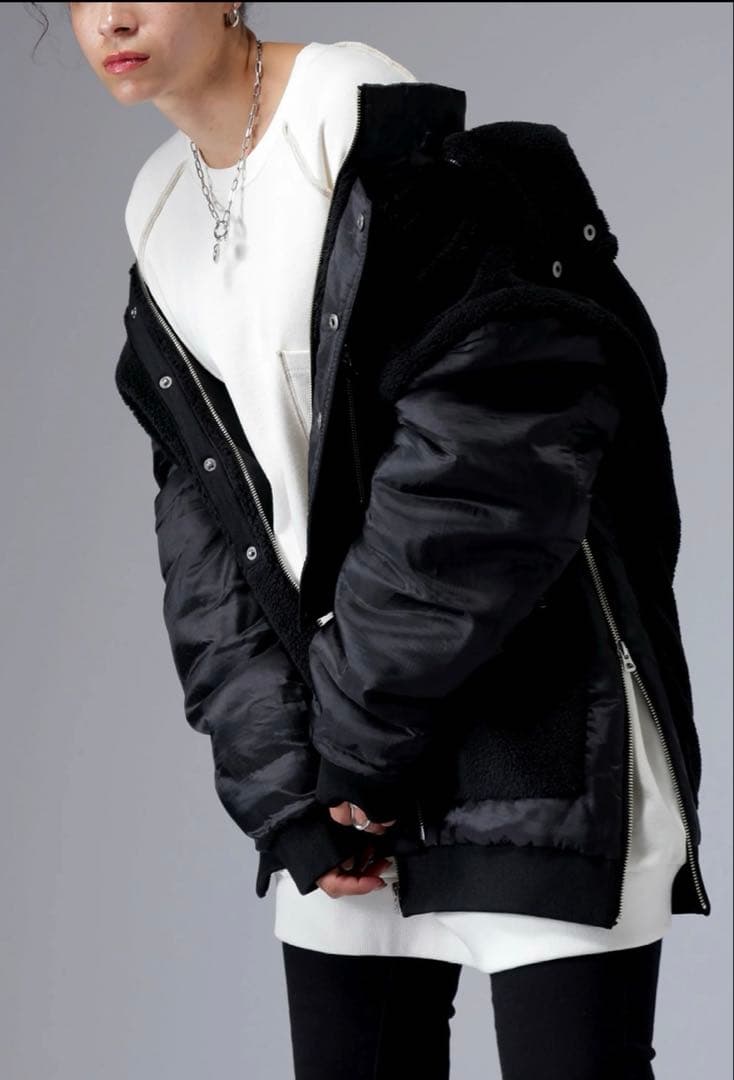 【試着のみ】定価16,500円antiquaアンティカ 2wayボアアウター黒