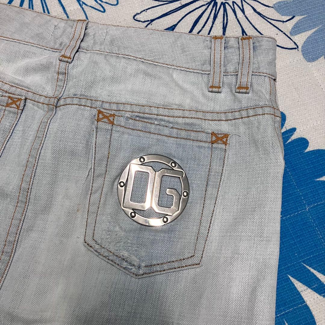 【希少】D&G ドルガバ　メタルロゴ　ダメージ ウォッシュ加工　デニムスカート