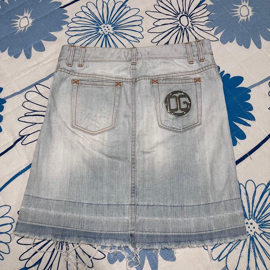 【希少】D&G ドルガバ　メタルロゴ　ダメージ ウォッシュ加工　デニムスカート