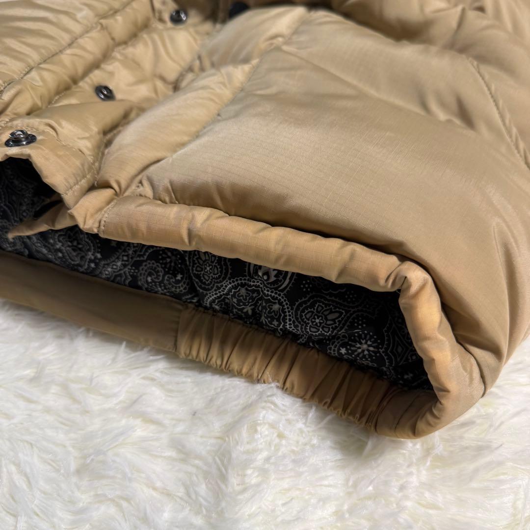 【希少】ノースフェイス パープルレーベル ダウンベスト レザー切替 ペイズリー柄