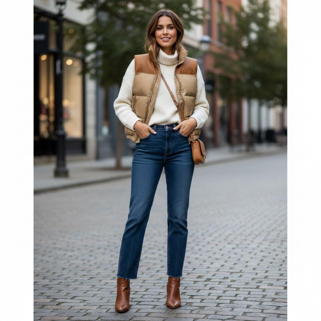 【希少】ノースフェイス パープルレーベル ダウンベスト レザー切替 ペイズリー柄