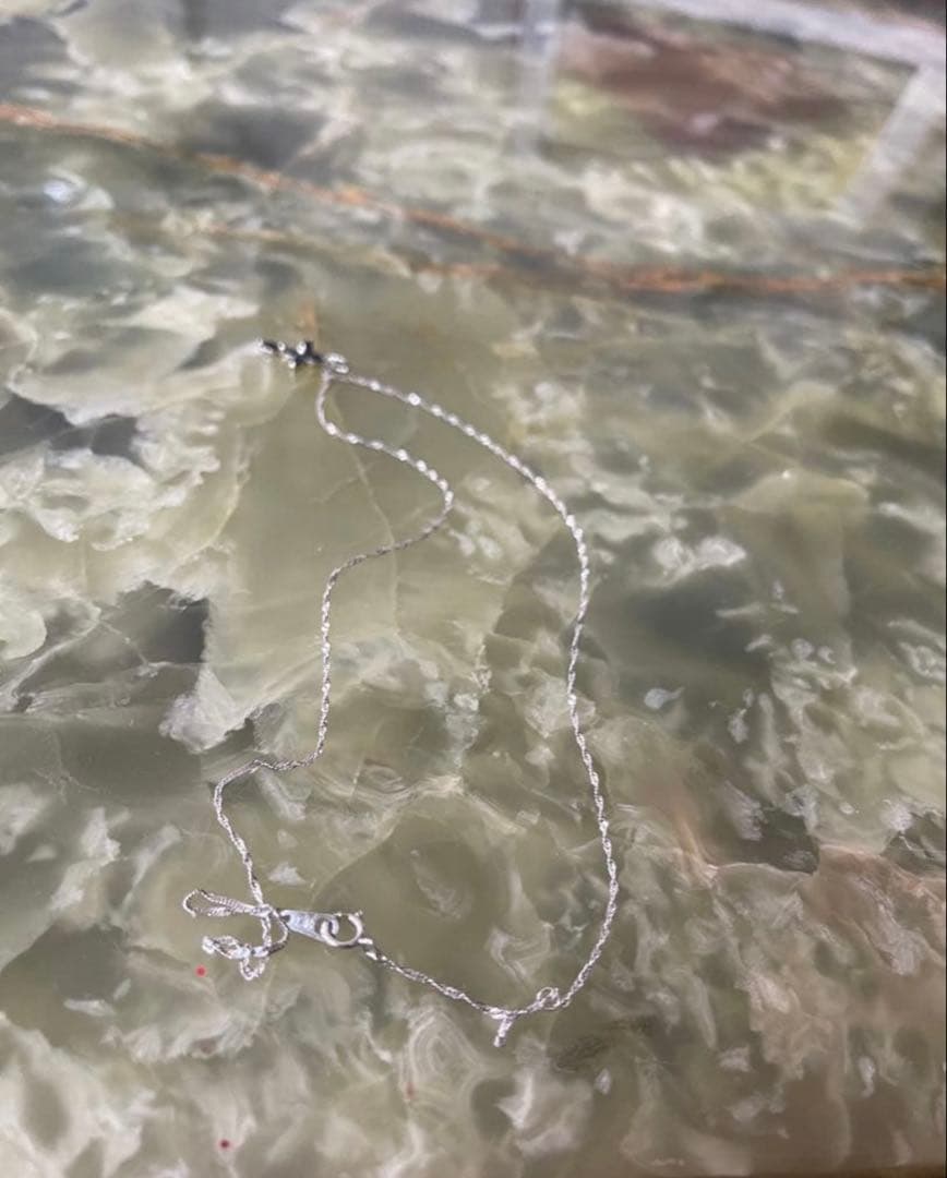 14kホワイトゴールド サファイア クロスネックレス