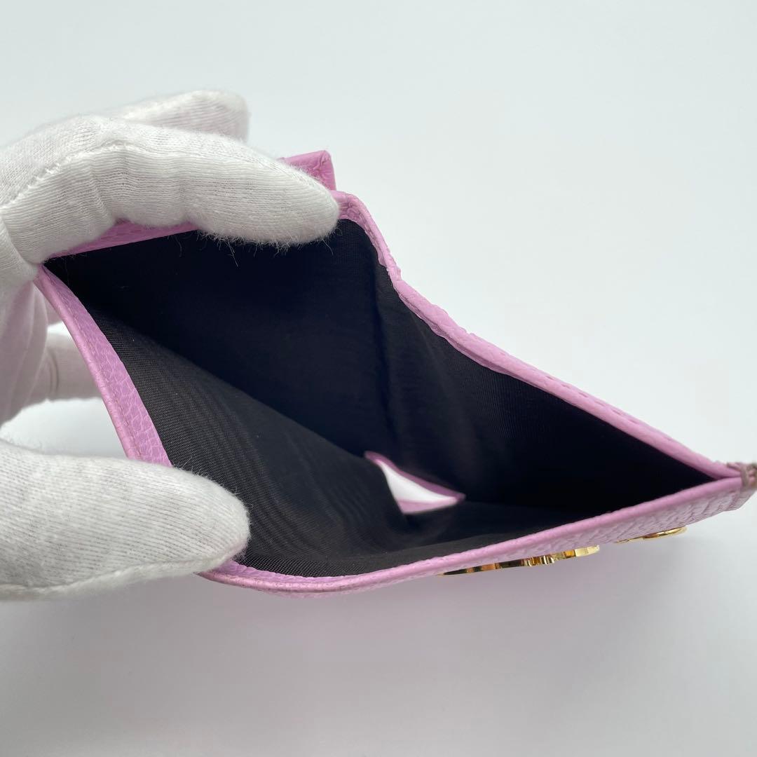 GUCCI 限定 GGマーモント ボスコ レザー 二つ折り財布 ピンク 美品 犬