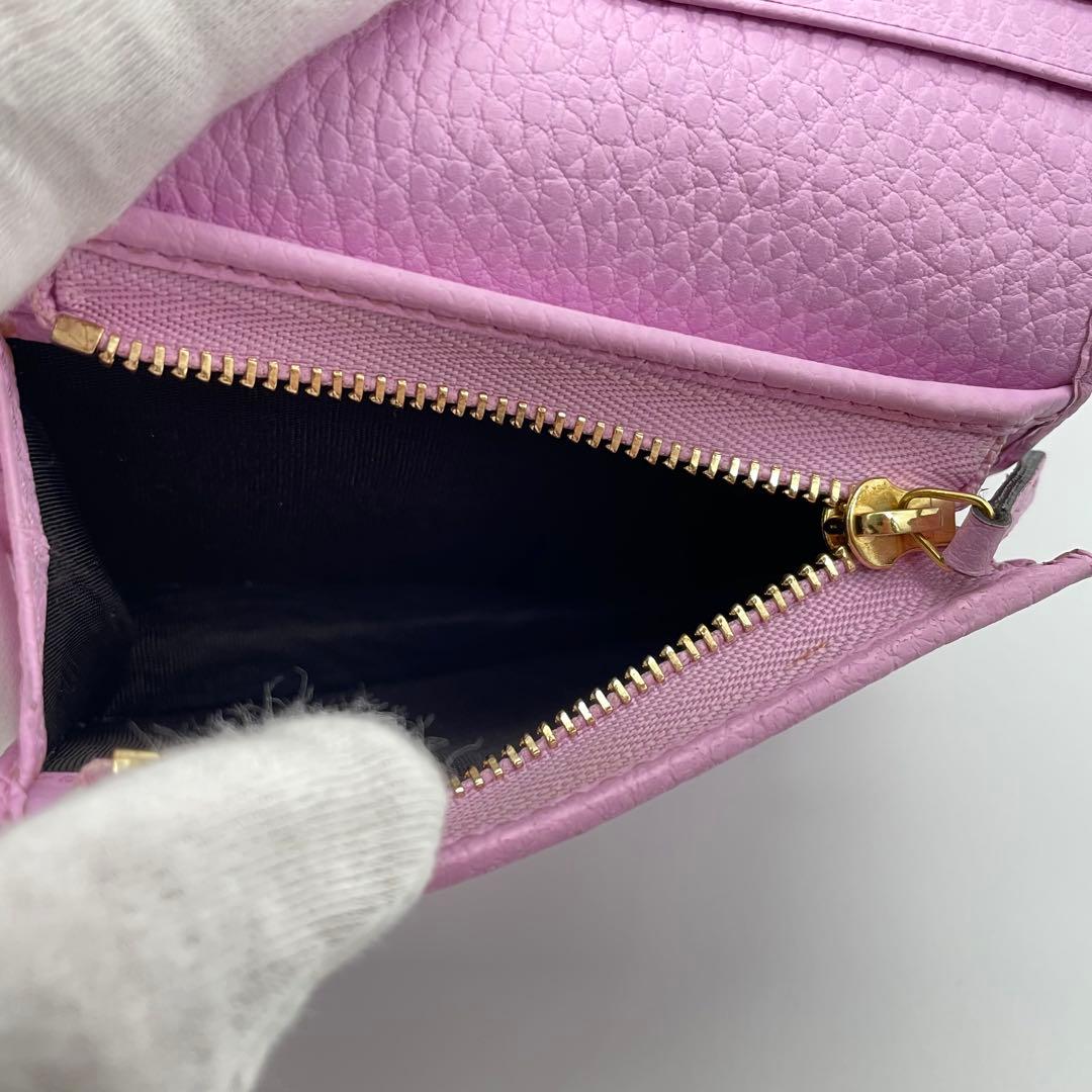 GUCCI 限定 GGマーモント ボスコ レザー 二つ折り財布 ピンク 美品 犬