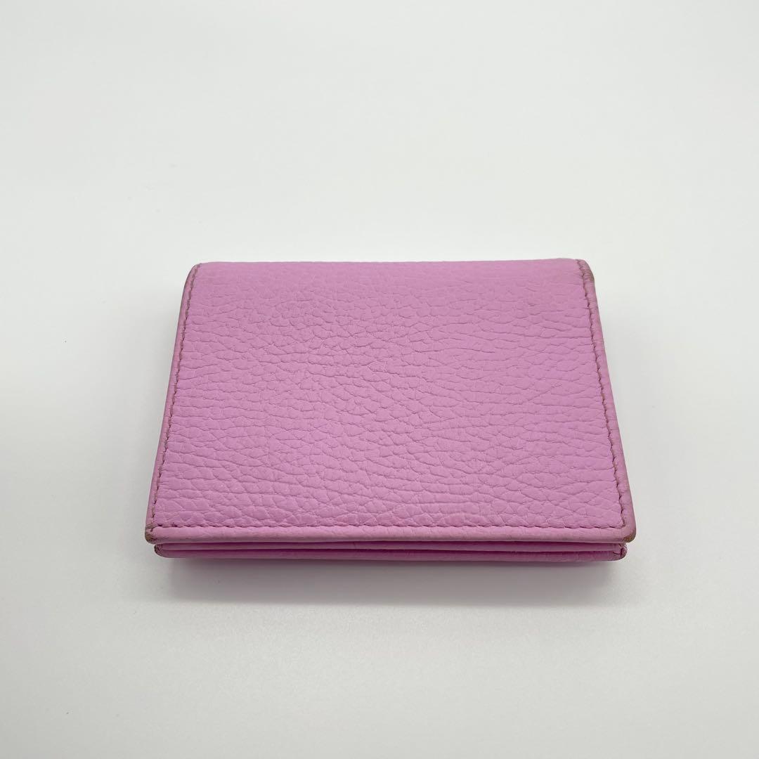 GUCCI 限定 GGマーモント ボスコ レザー 二つ折り財布 ピンク 美品 犬