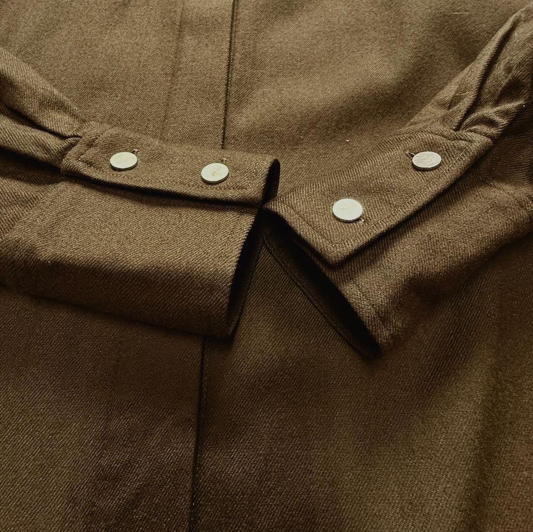 プルミエアロンディスモン サキソニーワンピース カーキブラウン ロング　シャツ