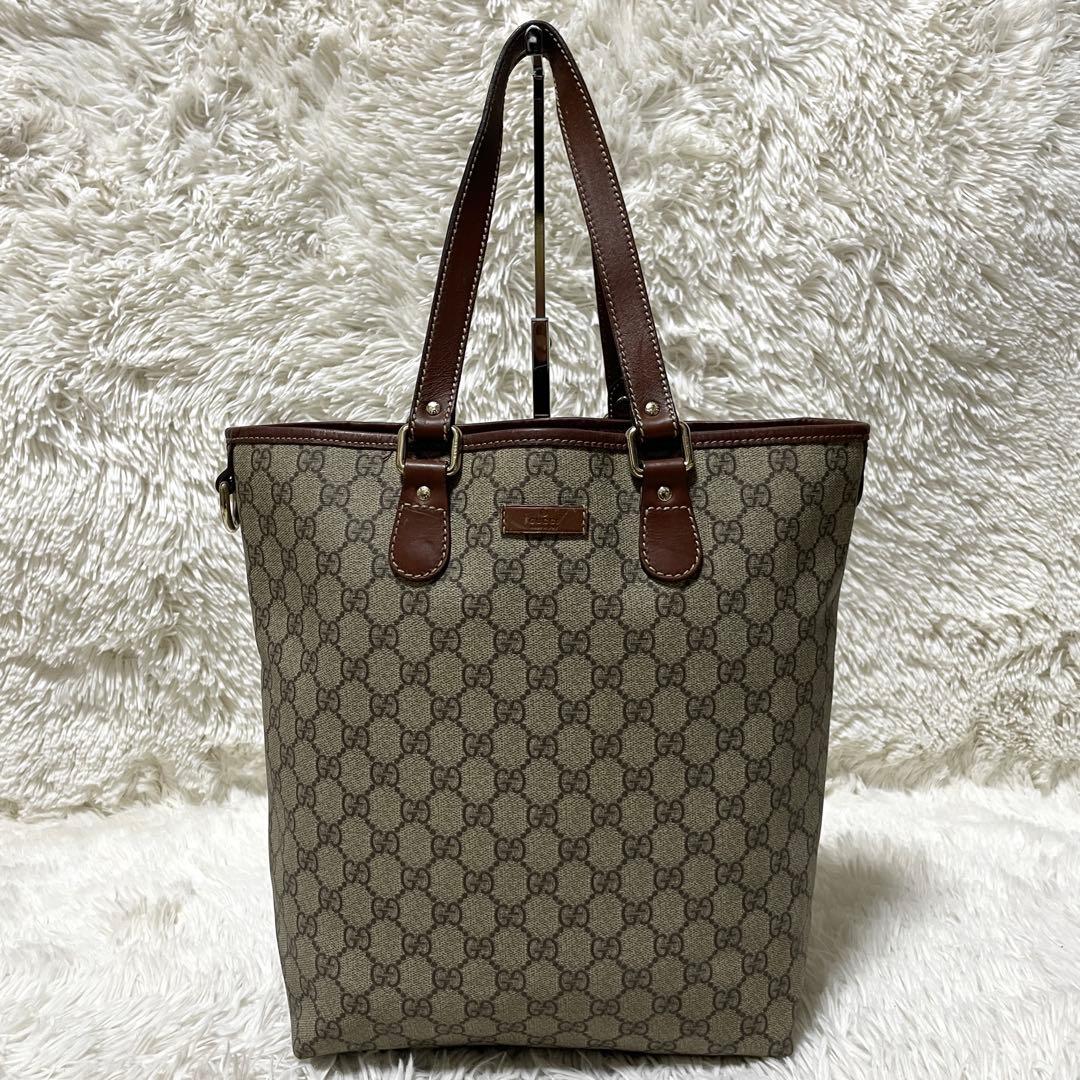 【極美品】GUCCI グッチ　トートバッグ　GGスプリーム　PVC ブラウン