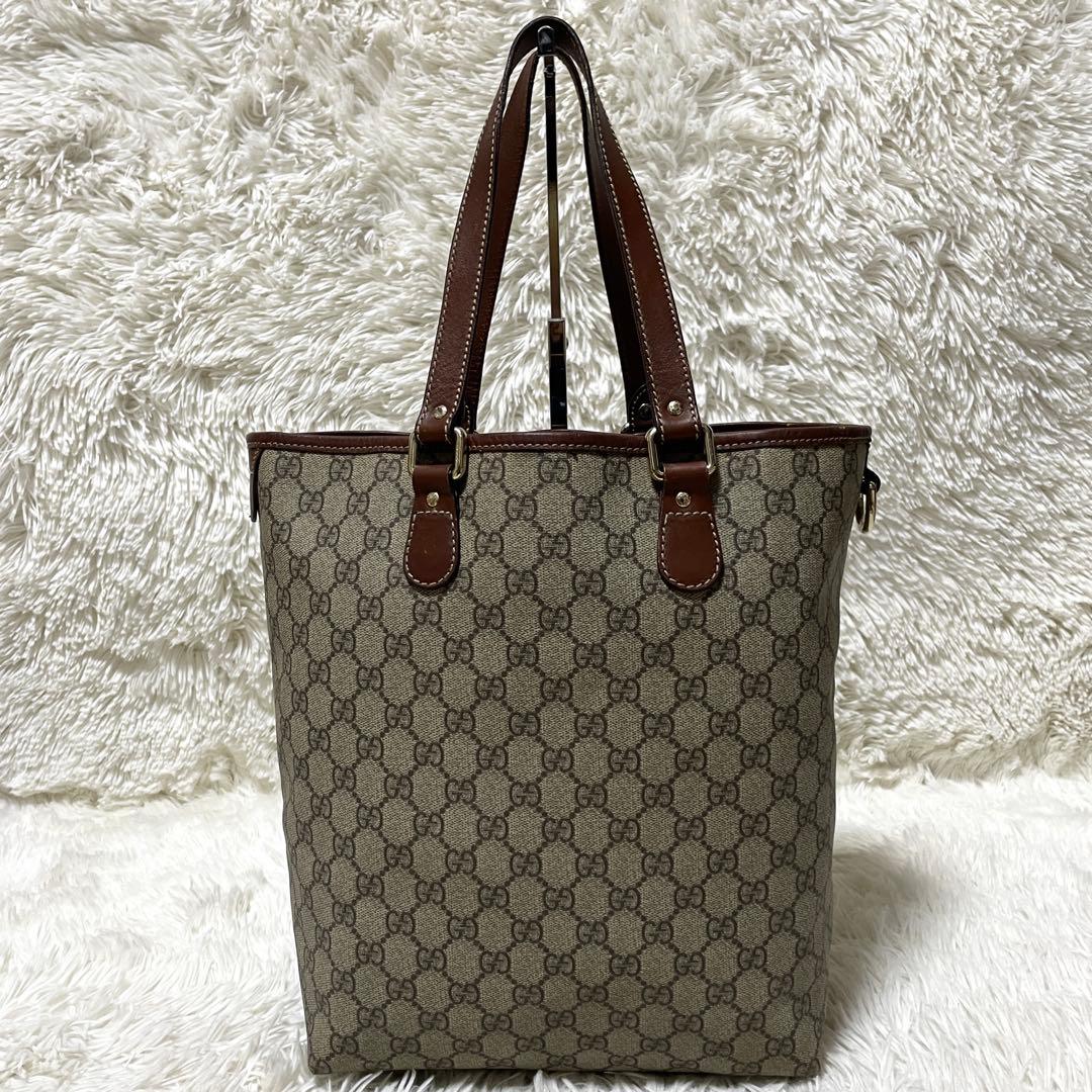 【極美品】GUCCI グッチ　トートバッグ　GGスプリーム　PVC ブラウン