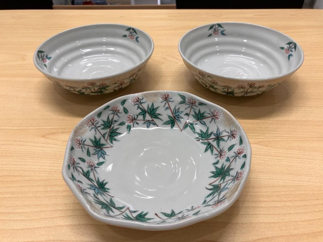 大幅値下げ！美品！京焼・清水焼 村田幸之介捻り藤袴汲出　3枚組４セット　計１２枚