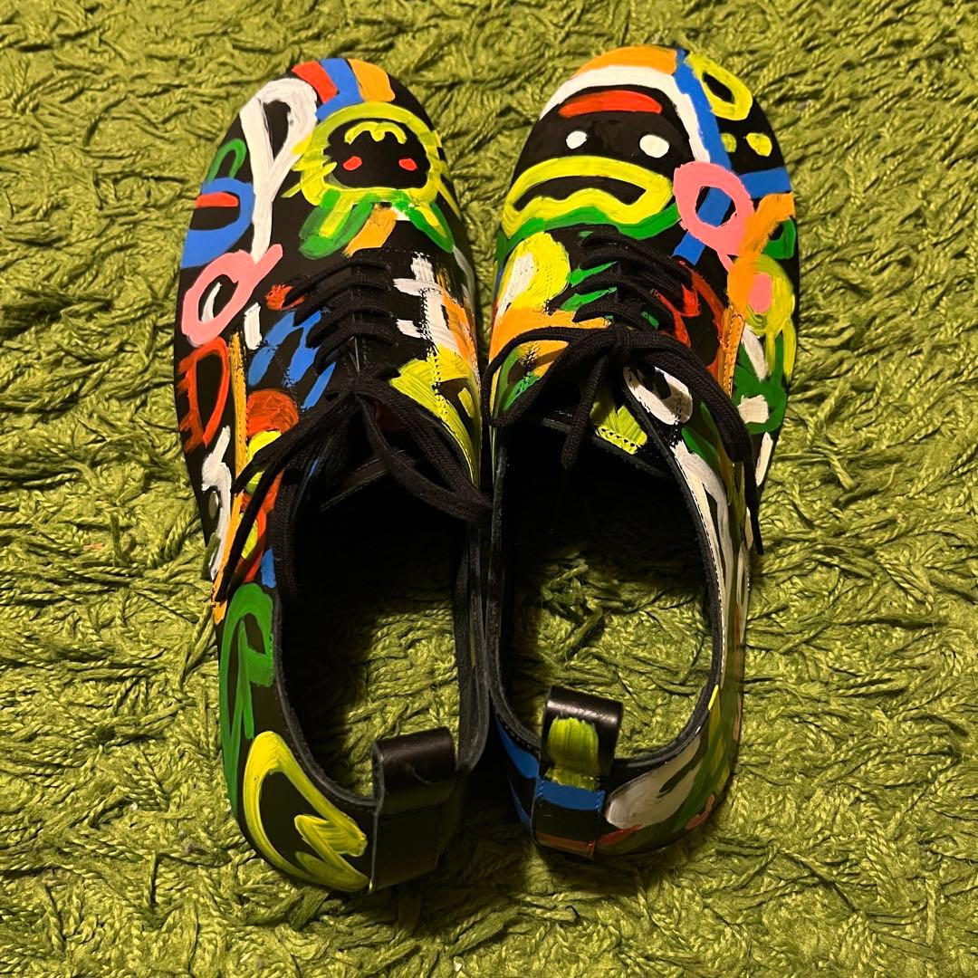 コムデギャルソン 落書きプリントレザーシューズカバー M