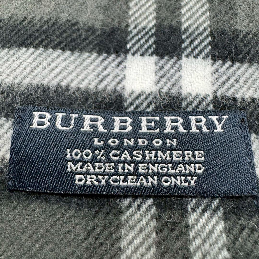 極美品✨バーバリーロンドン カシミヤ100% マフラー チェック グレー 英国製
