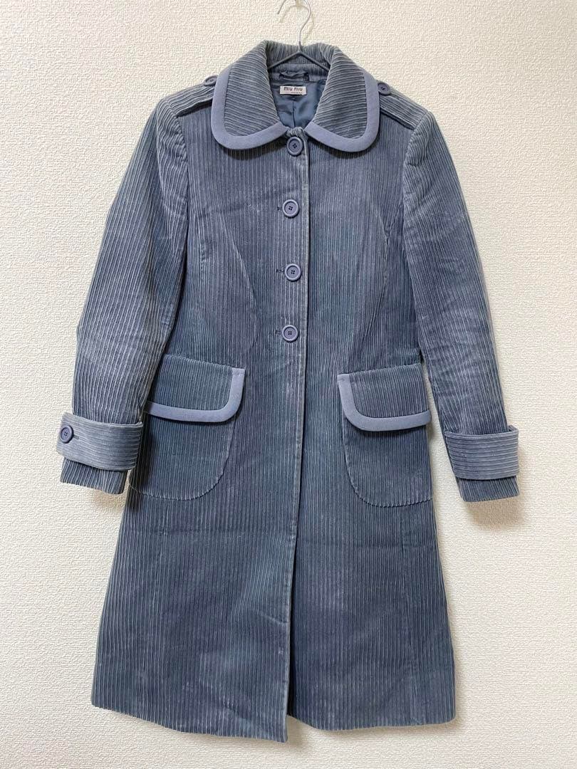 miu miu グレー コーデュロイコート
