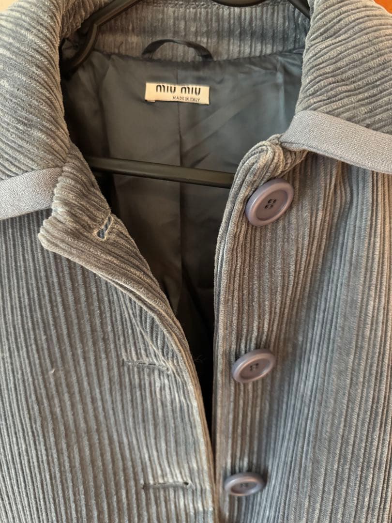 miu miu グレー コーデュロイコート