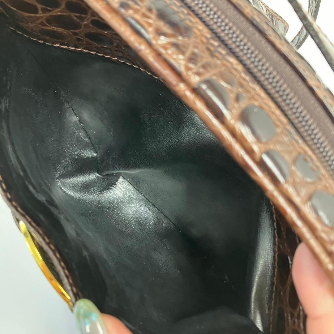 大人気☆フェラガモ☆ショルダーバッグ☆ヴァラリボン☆クロコ型押し☆革☆ブラウン！