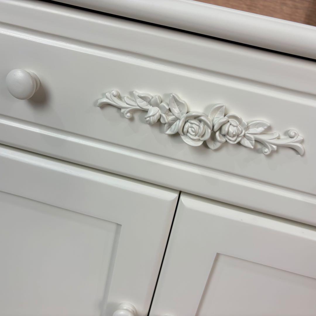 訳あり品！【113】フレンチカントリー北欧調ホワイト扉キャビネット木製飾り棚収納