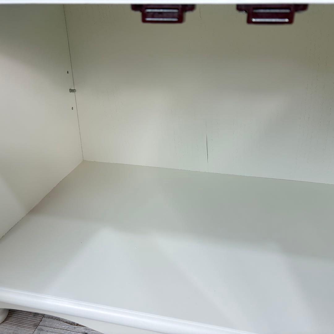 訳あり品！【113】フレンチカントリー北欧調ホワイト扉キャビネット木製飾り棚収納