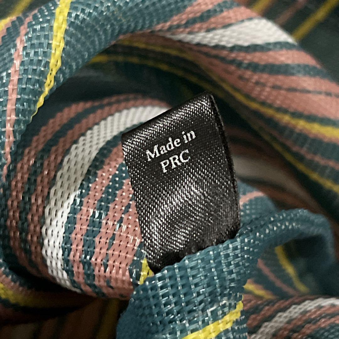 美品　マルニ　かごバッグ　ショッピングバッグ　トートバッグ　ストライプ　革ロゴ