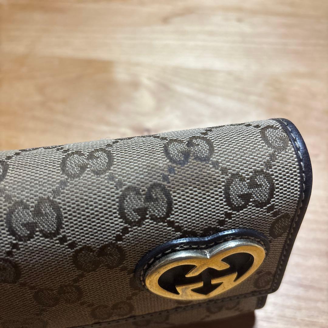 GUCCI長財布 GGキャンバスラブリーハート　中古品