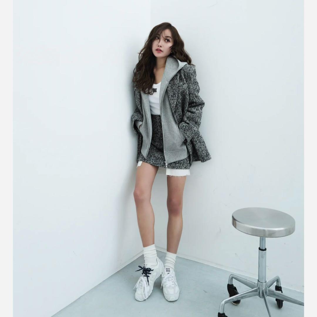 shéllerシェリエ　ヘリンボーンレイヤードスカート　M