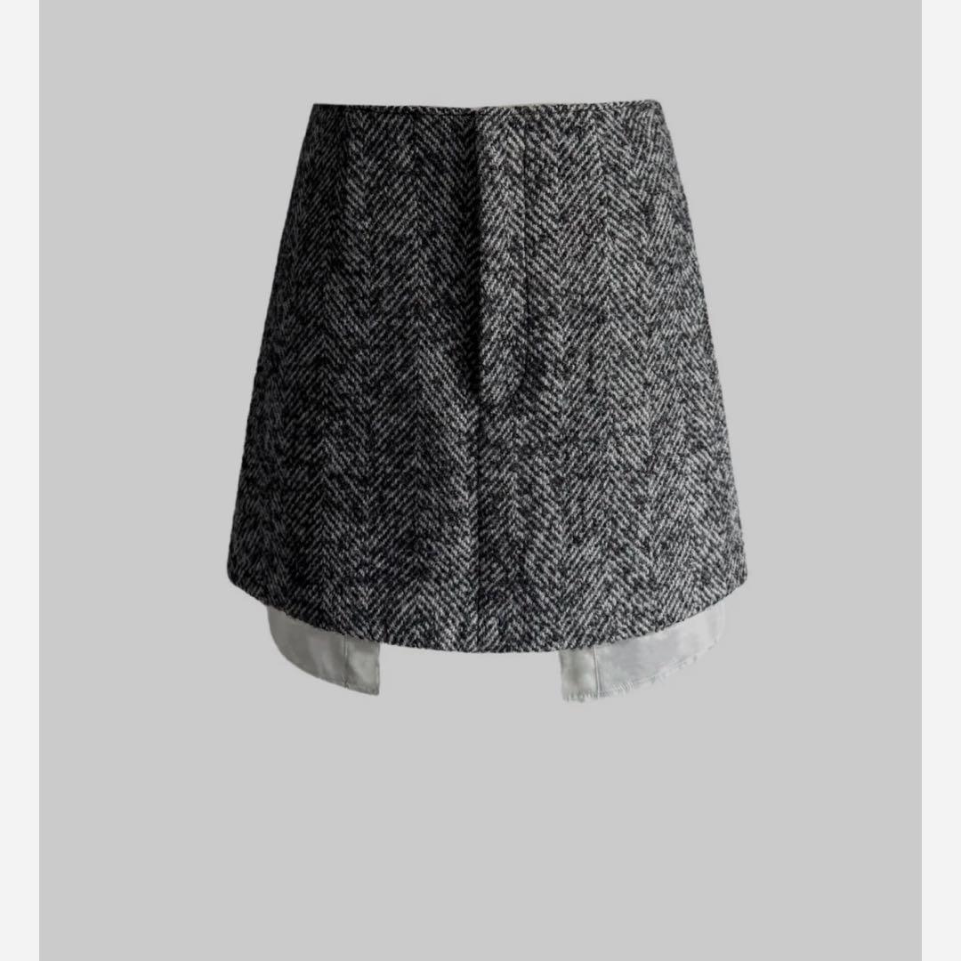shéllerシェリエ　ヘリンボーンレイヤードスカート　M