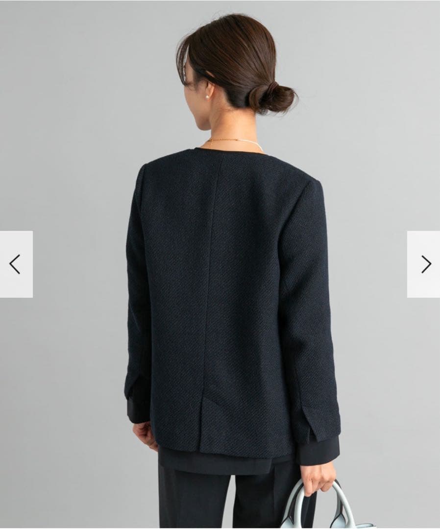 ツィードVネックロングジャケット