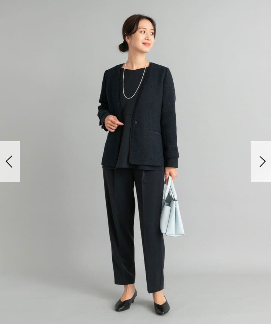 ツィードVネックロングジャケット