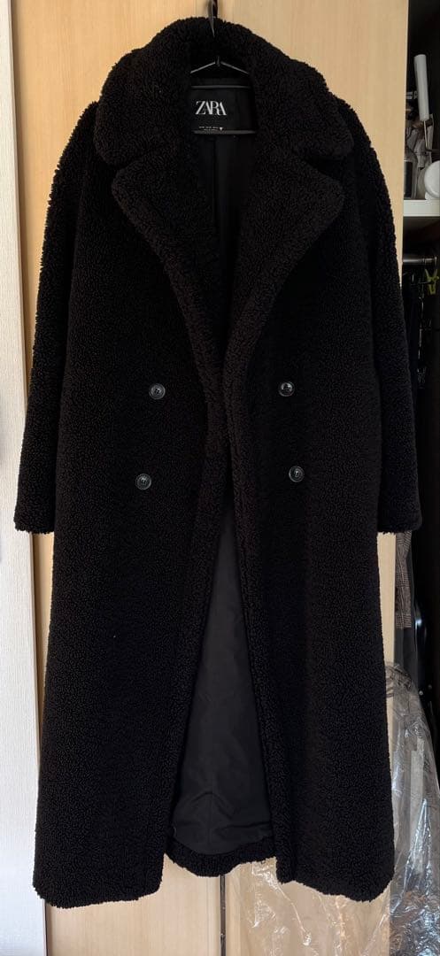ZARA ボア ブラック ロングコート XS