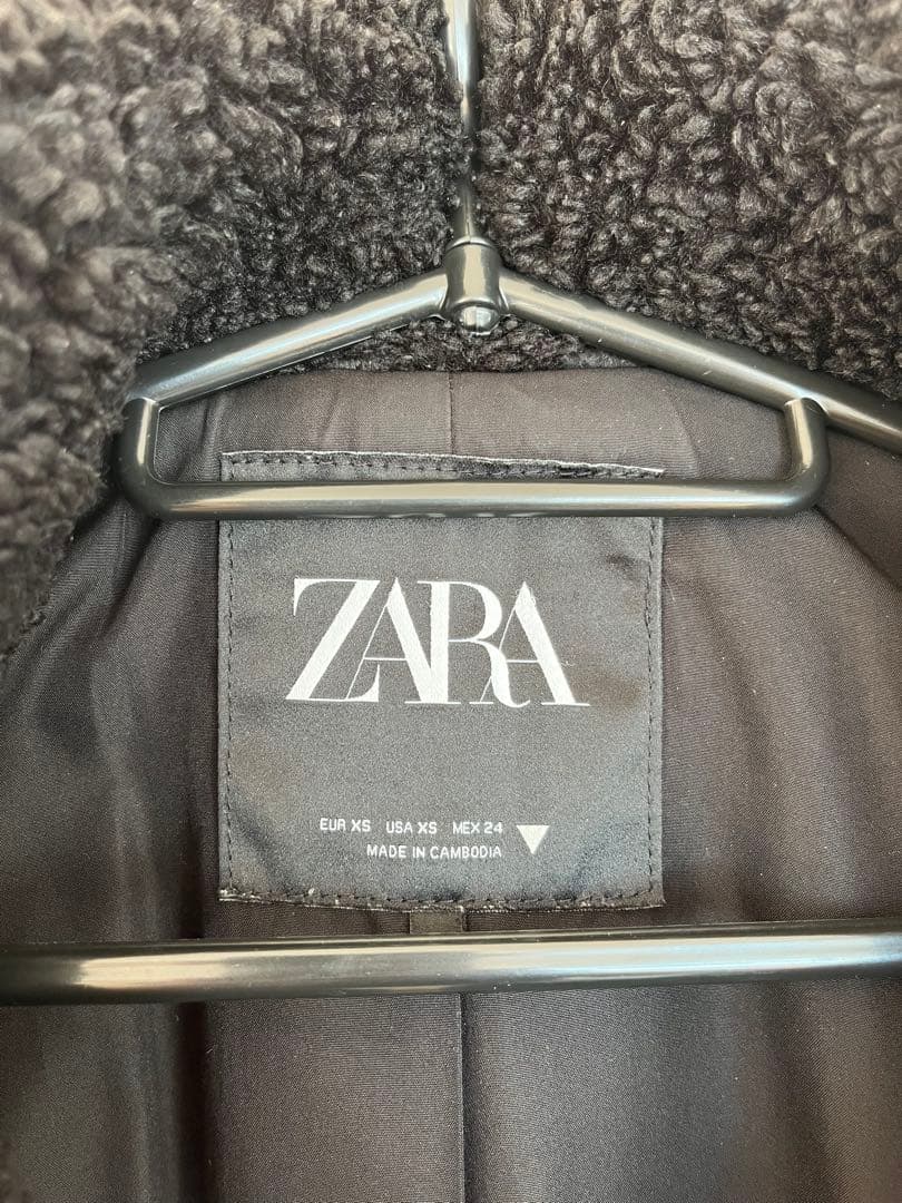 ZARA ボア ブラック ロングコート XS