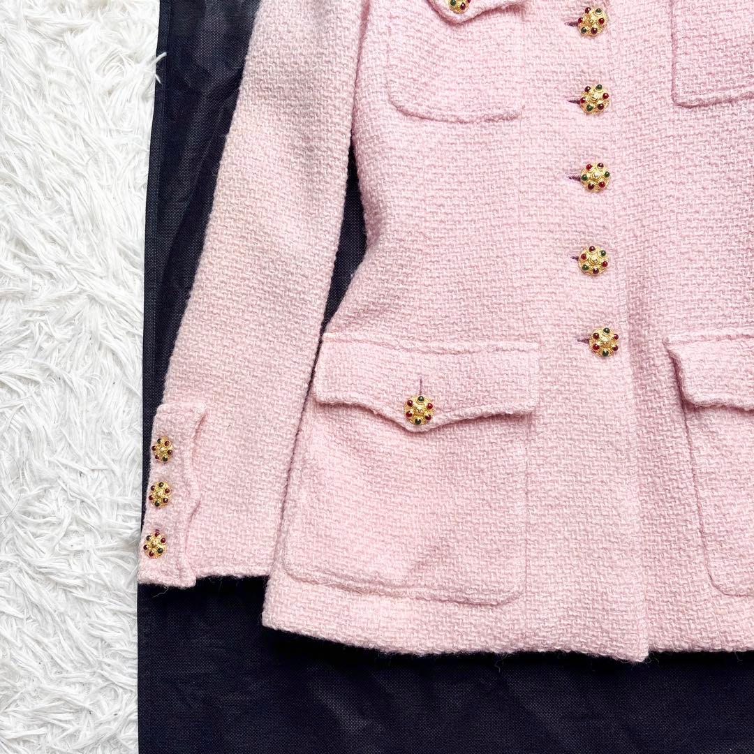 CHANEL 1996年 ヴィンテージ ツイードジャケット グリポアボタン