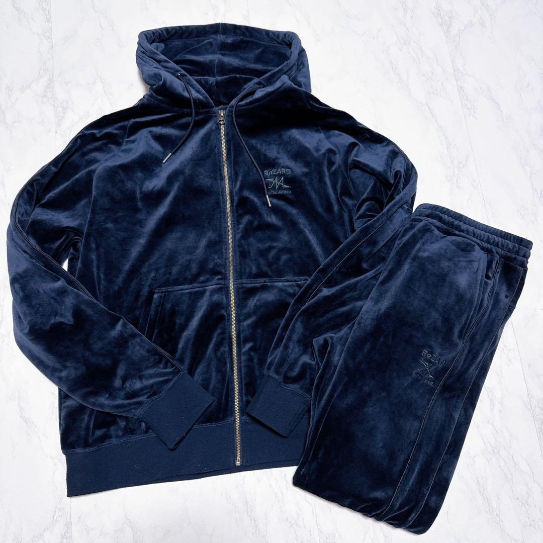 美品✨リザード　マタンアヴニール　ベロア　セットアップ　XL ネイビー