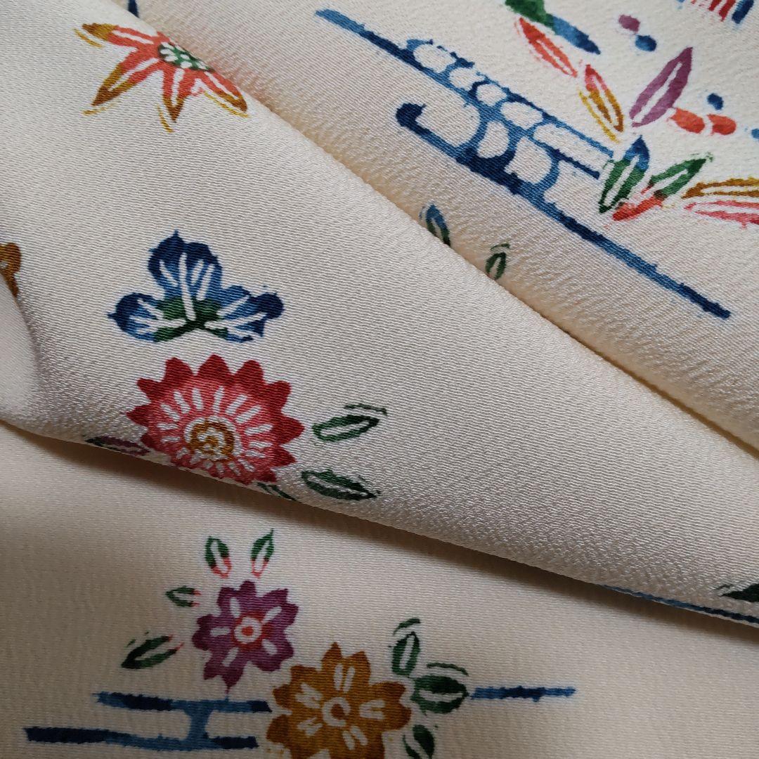 正絹　民芸紅型　流水家花柄　着尺　反物（１０６）