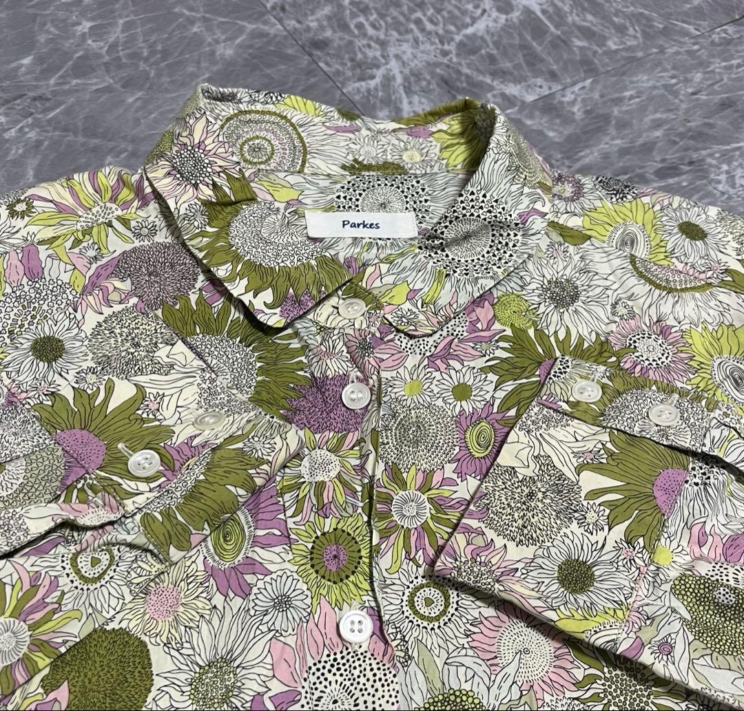 極美品PARKSタナローンリバティプリントロングシャツワンピース