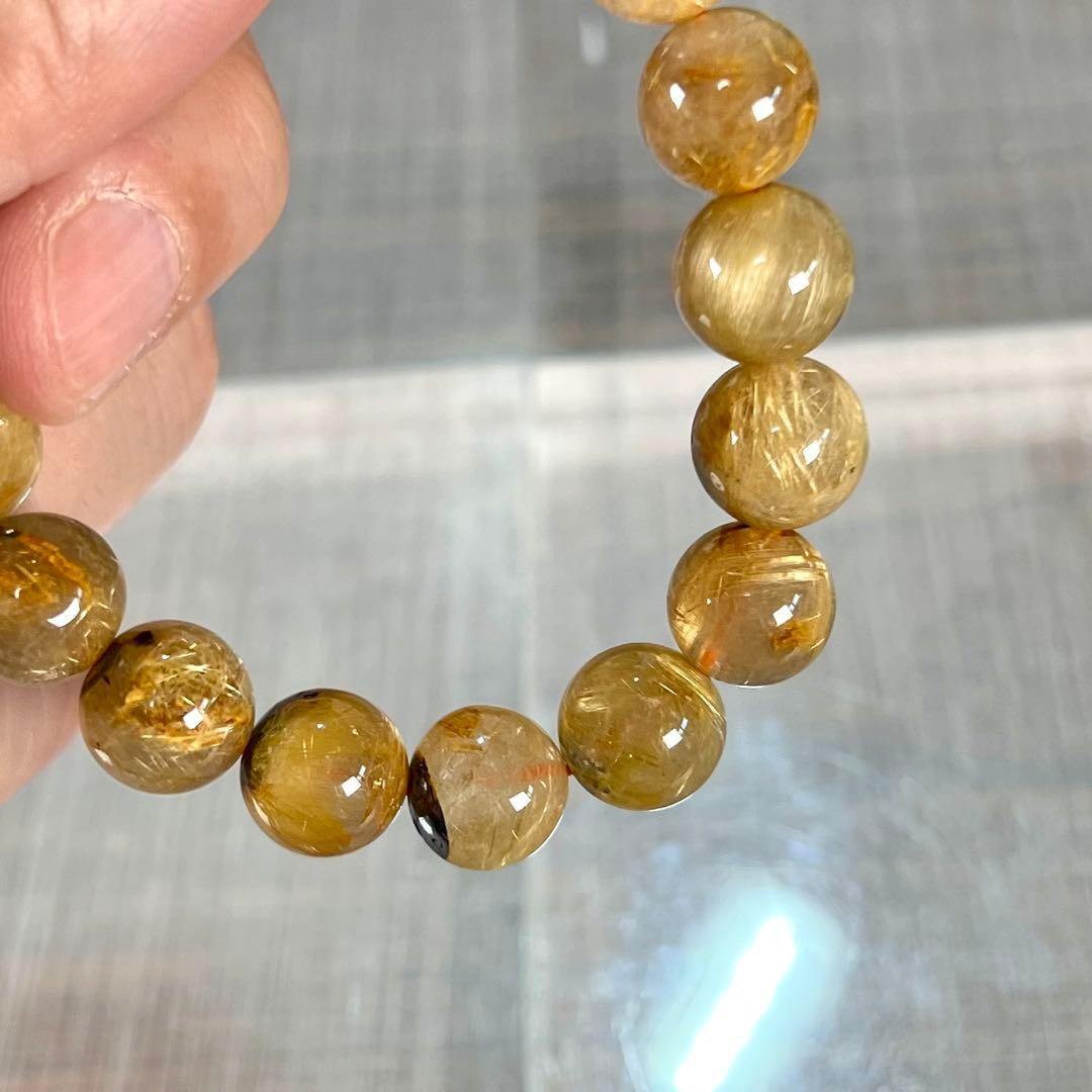 金運強　太陽放射ルチルブレスレット　ヘマタイト　ルチルクォーツ　2-7