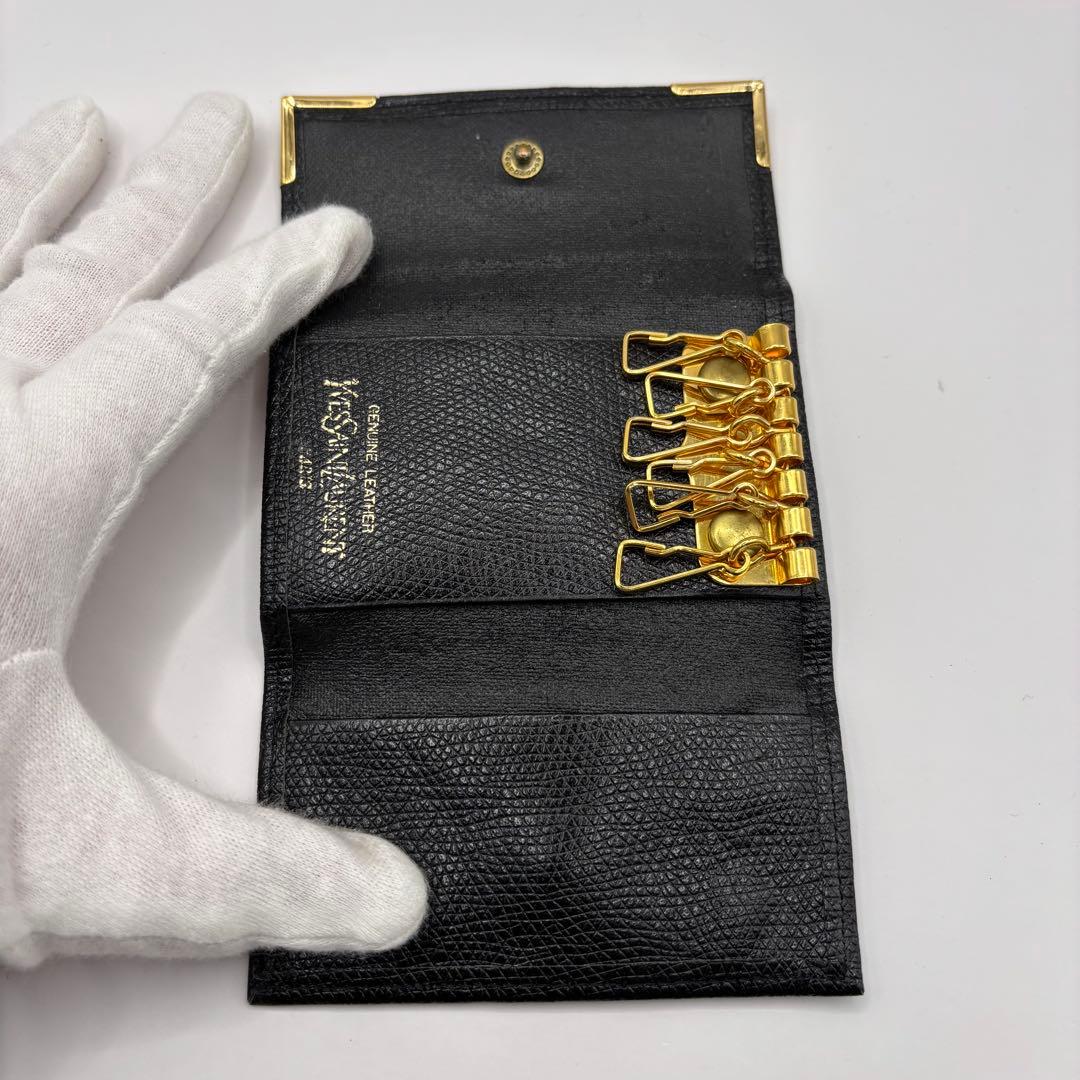 yves saint laurent キーケース　6連　ブラック　ゴールド金具