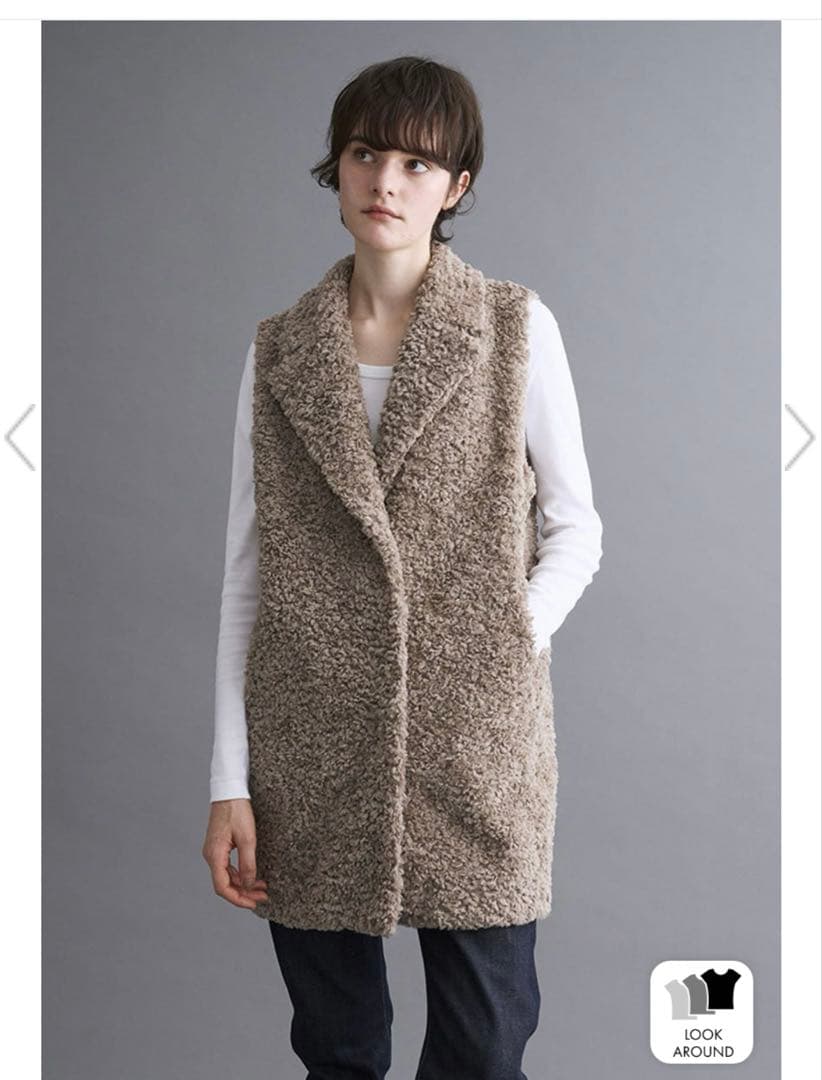 three dots スリードッツ　プードルボアテーラードベスト