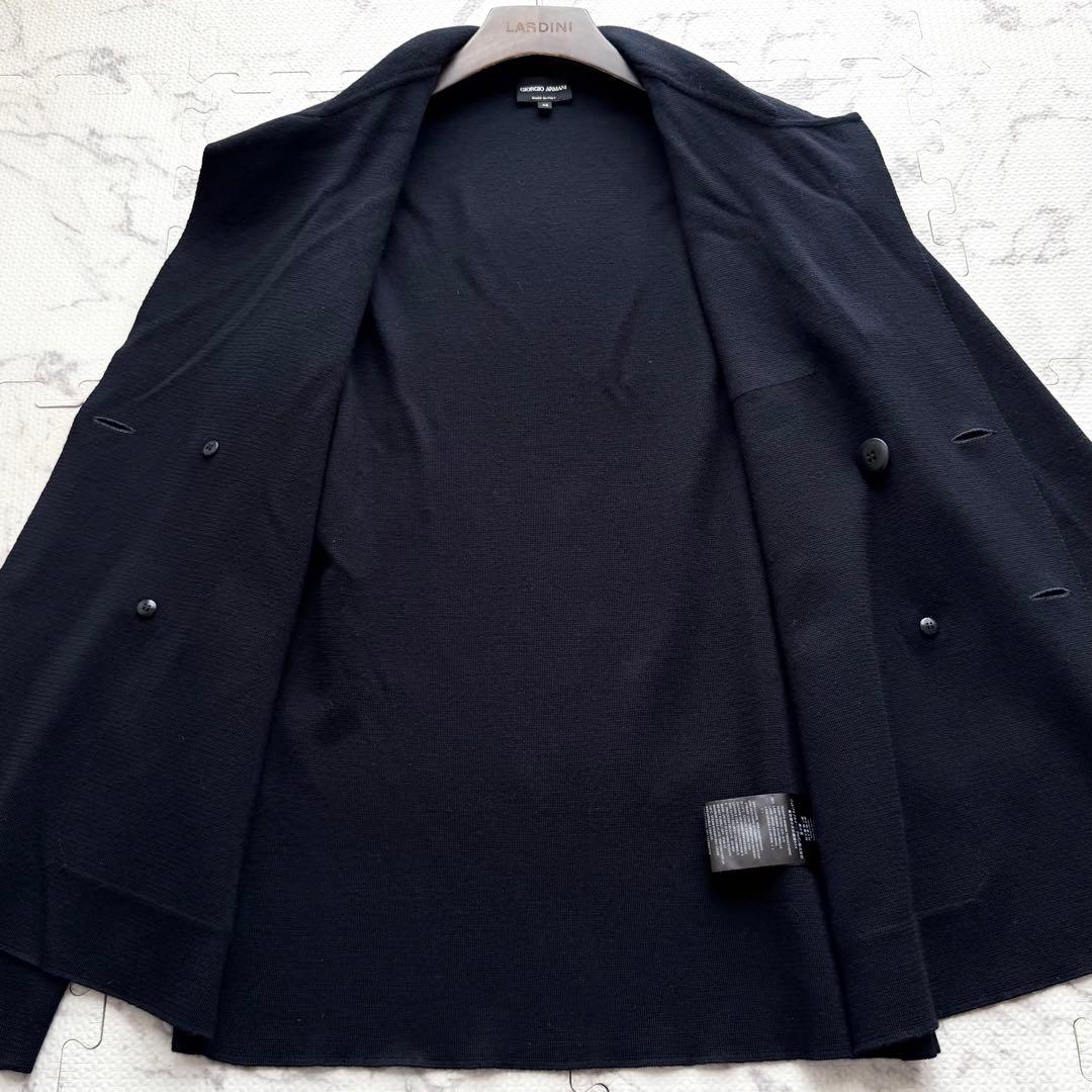 美品✨ジョルジオアルマーニ ニット ダブル テーラードジャケット ネイビー 46