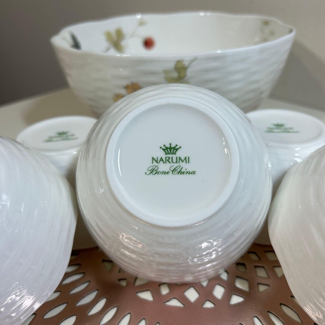 NARUMI＊ルーシーガーデン・大鉢・小鉢5・サラダボウルセット・ボーンチャイナ