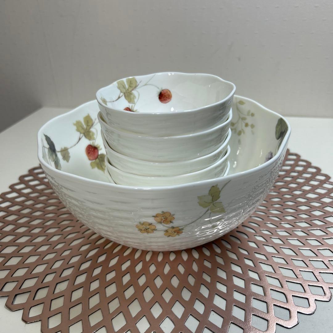 NARUMI＊ルーシーガーデン・大鉢・小鉢5・サラダボウルセット・ボーンチャイナ