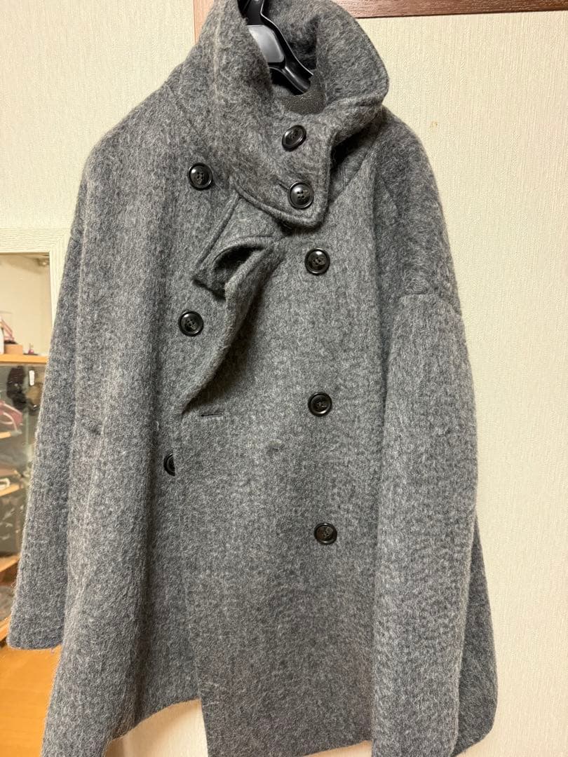 NATURAL BEAUTY BASIC スタンドネックシャギーミディコート