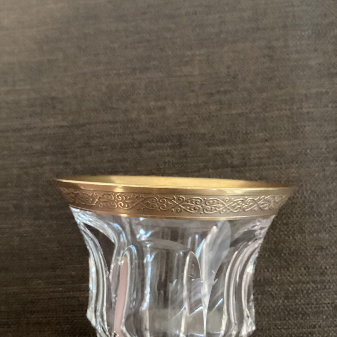 モーゼル　金色の縁取り　クリスタルガラス　高さ12cm
