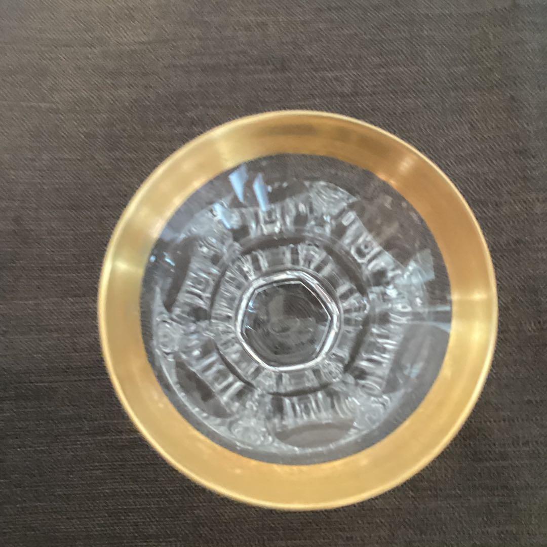 モーゼル　金色の縁取り　クリスタルガラス　高さ12cm