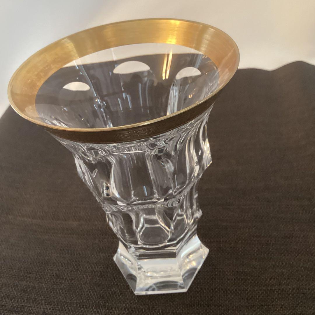 モーゼル　金色の縁取り　クリスタルガラス　高さ12cm