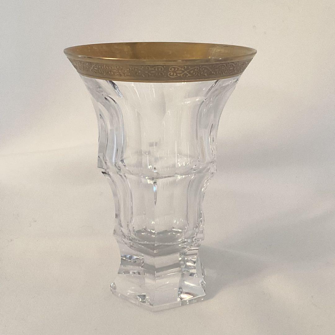 モーゼル　金色の縁取り　クリスタルガラス　高さ12cm