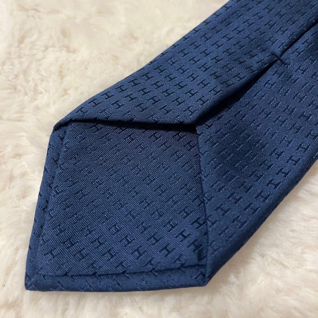 極美品！ エルメス ネクタイ H柄 ファソネ ブルー