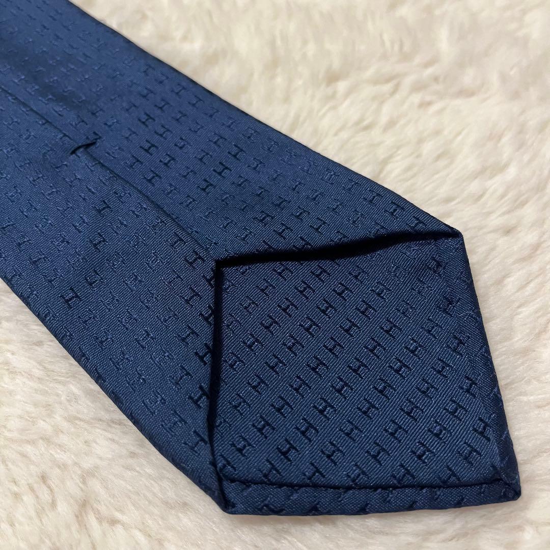 極美品！ エルメス ネクタイ H柄 ファソネ ブルー