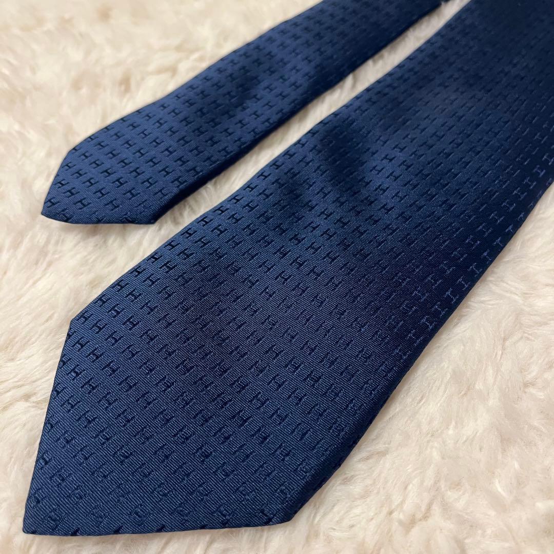 極美品！ エルメス ネクタイ H柄 ファソネ ブルー