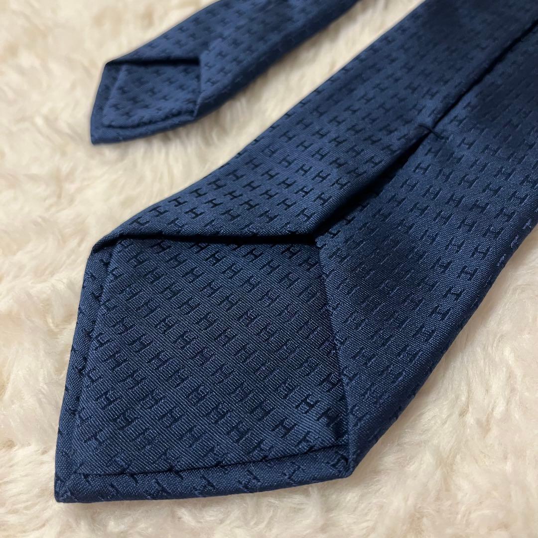 極美品！ エルメス ネクタイ H柄 ファソネ ブルー