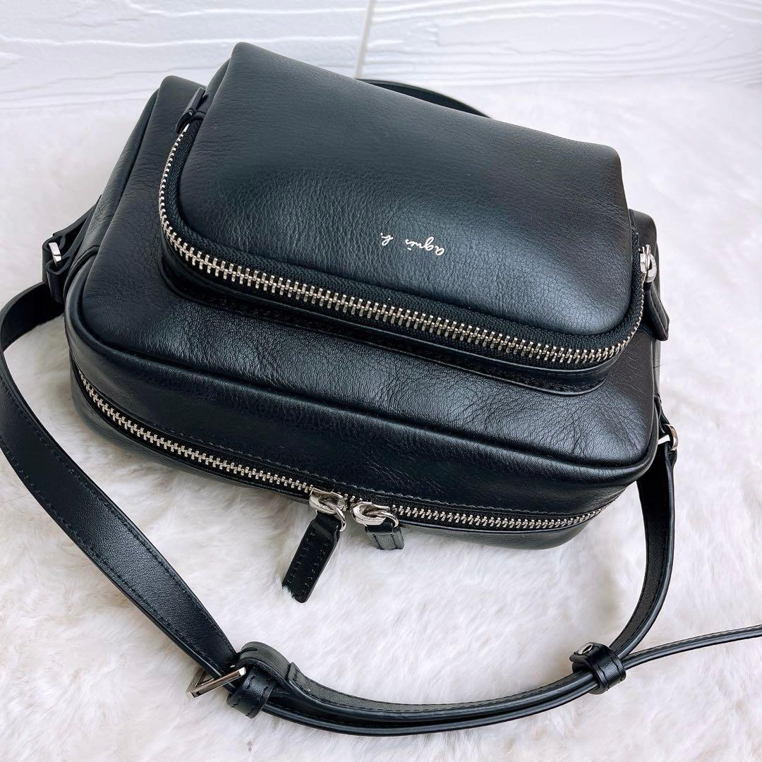 極美品☆agnes b.アニエスベー2wayショルダーバッグ カメラ レザー 黒