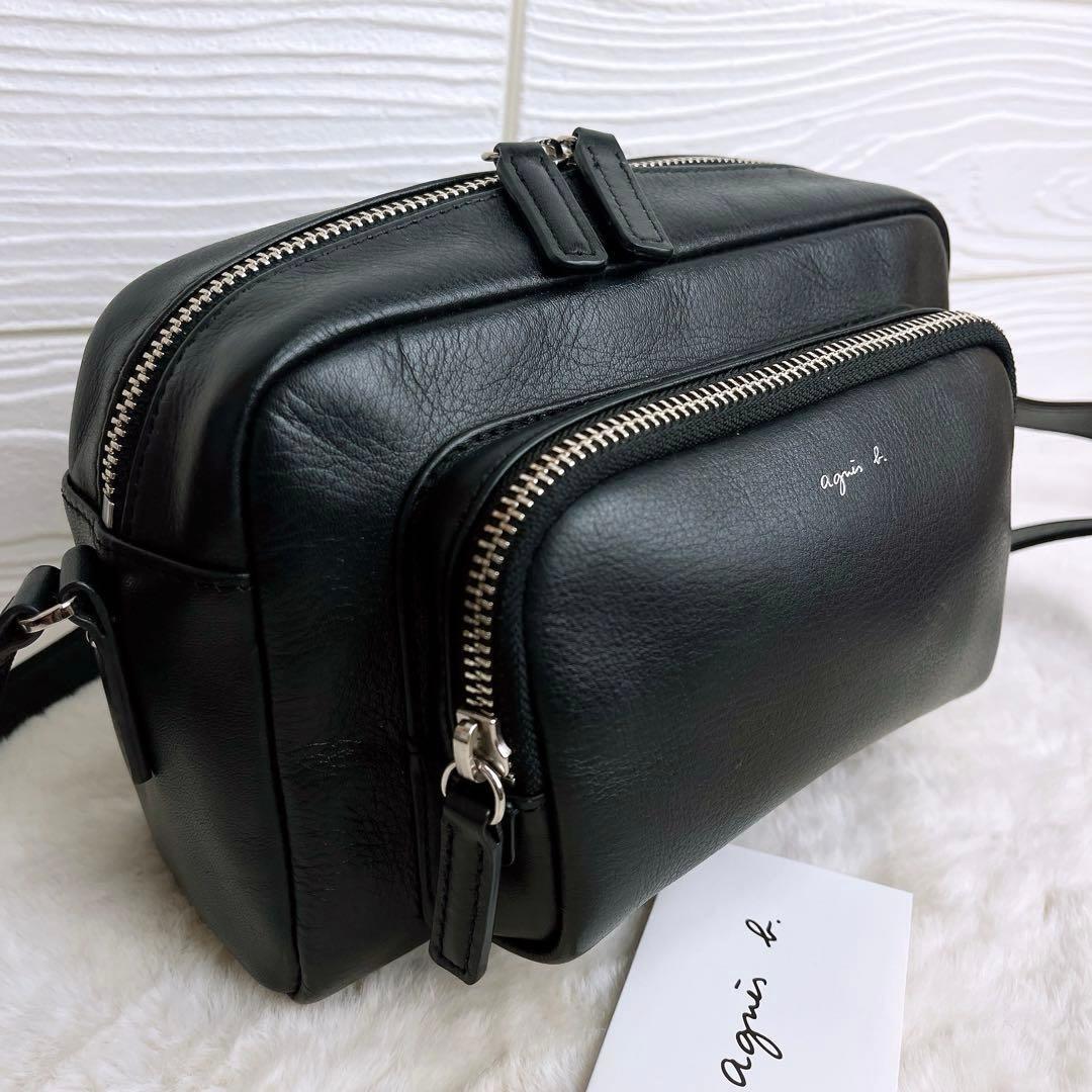 極美品☆agnes b.アニエスベー2wayショルダーバッグ カメラ レザー 黒