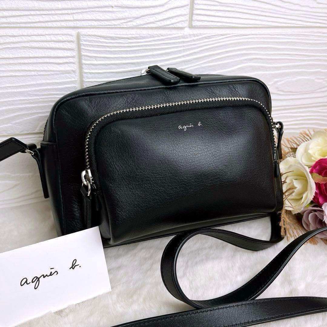 極美品☆agnes b.アニエスベー2wayショルダーバッグ カメラ レザー 黒